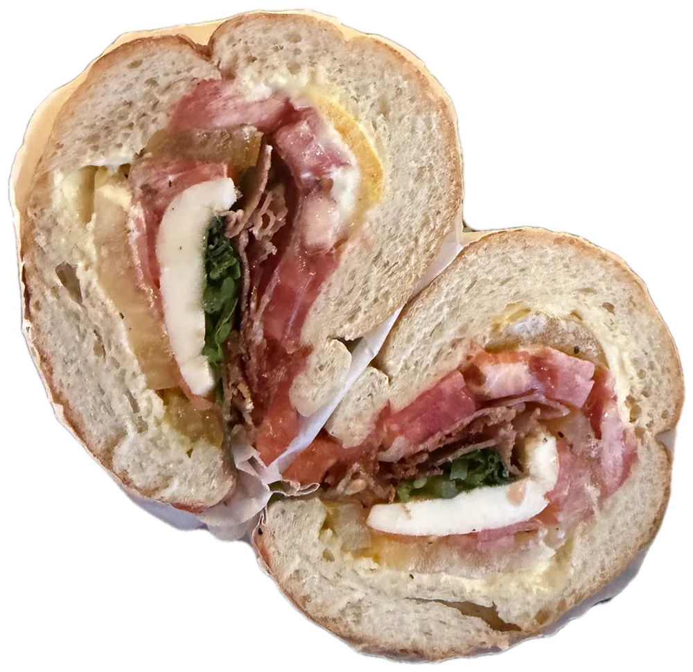 The Dream Tomato Sandwich, photographed in cross-section.