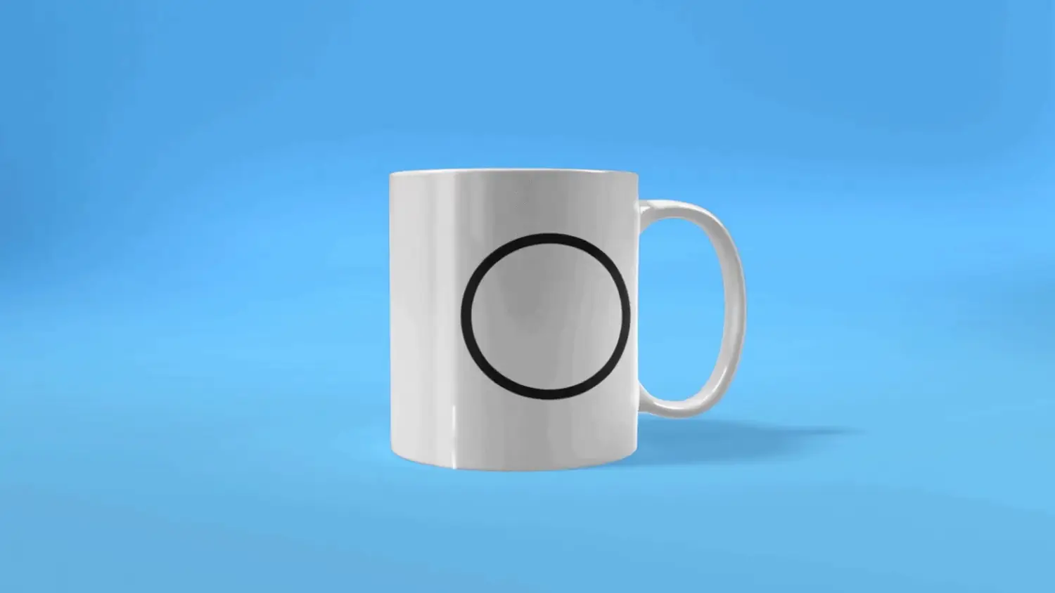 Original circle mug product image: white mug with a black circle